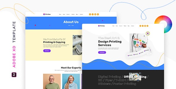 Printex – Printing Company Template for Adobe XD