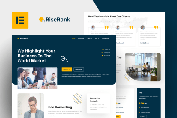 Riserank - Digital Marketing Agency Elementor Template Kit