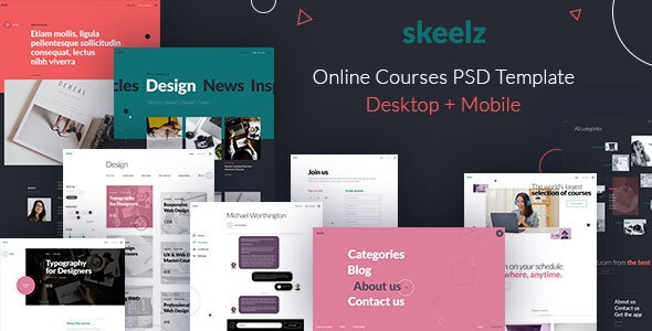 Skeelz - Online Courses Service - PSD Template