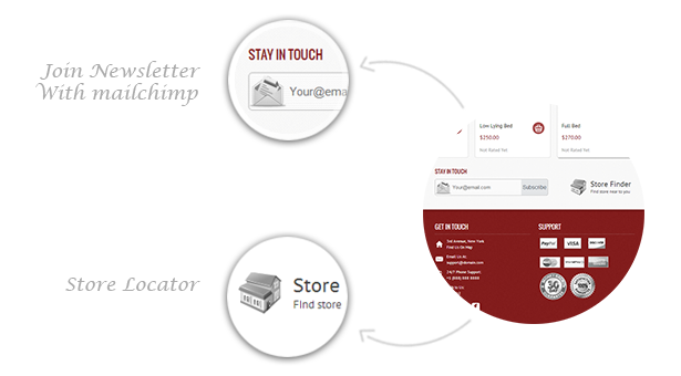 Newsletter and Storefinder with Magento template