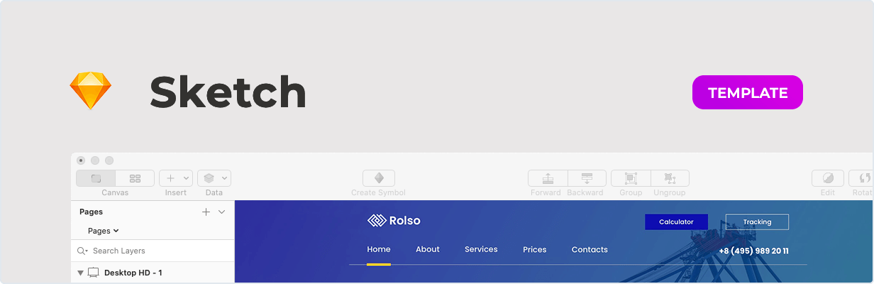 Rolso – Logistic Company Template for Sketch