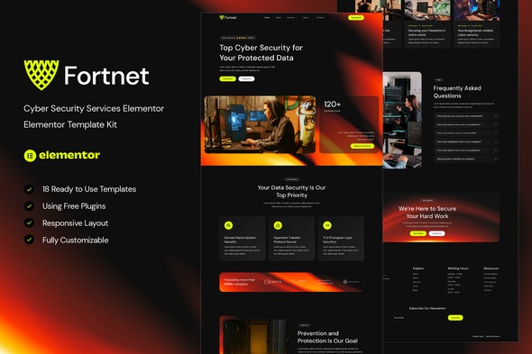 Fortnet - Cyber Security Services Elementor Template Kit