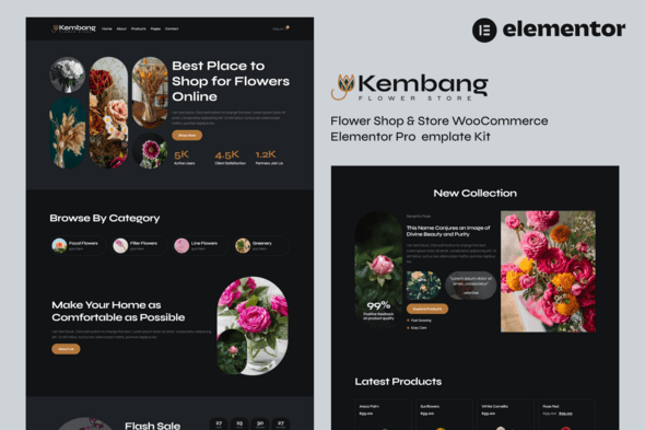 Kembang - Flower Shop & Store WooCommerce Elementor Pro Template Kit