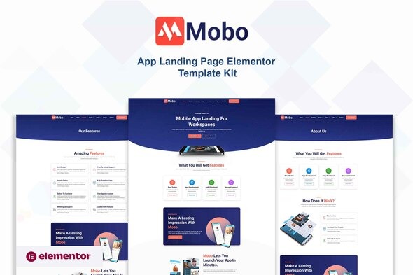 Mobo - App Landing Page Elementor Pro Template Kit
