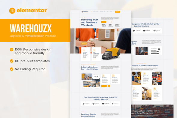 WareHouzx - Transportation & Logistics Elementor Template Kit