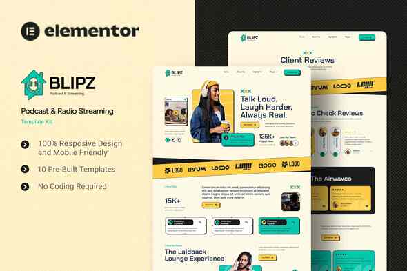 Blipz - Podcast & Radio Streaming Elementor Template Kit