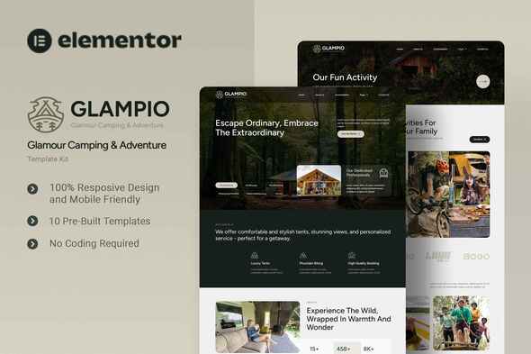 Glampio - Glamour Camping & Adventure Elementor Template Kit