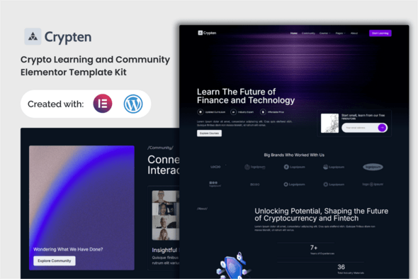 Crypten - Crypto Learning and Community Elementor Template Kit