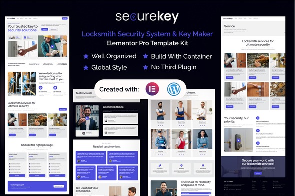 Securekey - Locksmith Security System & Key Maker Elementor Pro Template Kit