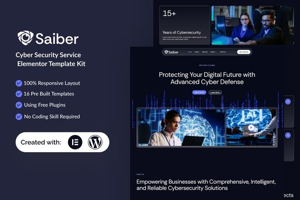 Saiber - Cyber Security Service Elementor Template Kit