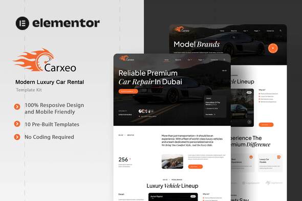 Carxeo - Modern Luxury Car Rental Elementor Template Kit