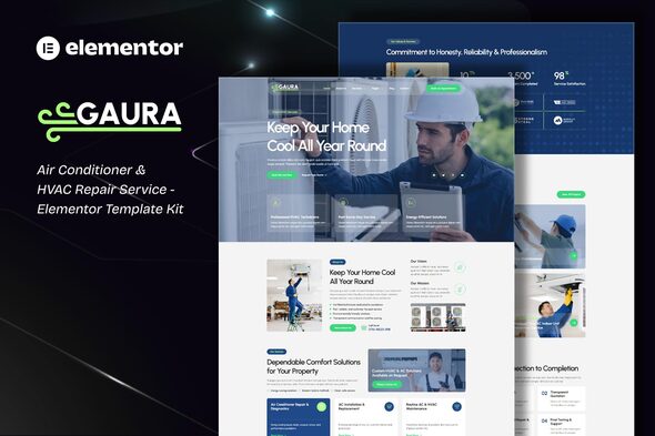 Gaura - Air Conditioner & HVAC Repair Service Elementor Template Kit