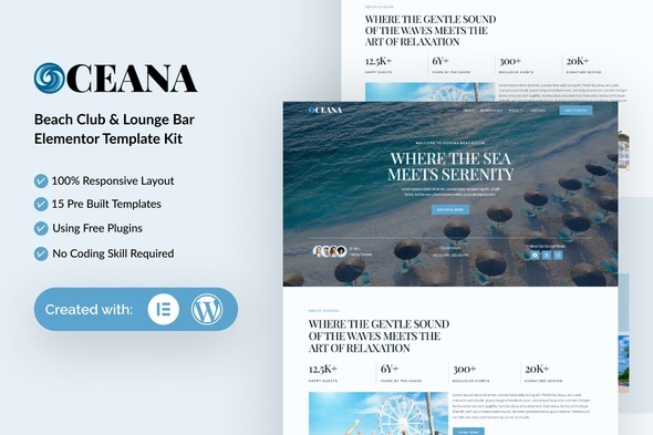 Oceana - Beach Club Lounge Bar & Resort Elementor Template Kit
