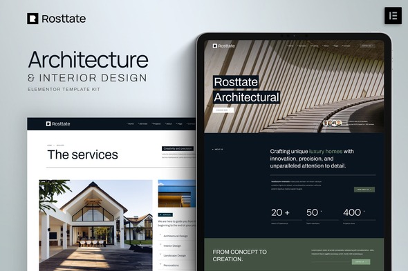 Rosttate - Architecture & Interior Design  Elementor Template Kit