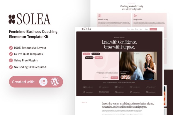 Solea - Feminime Business Coaching Elementor Template Kit