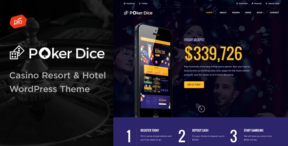 Poker Dice - Casino Resort & Hotel WordPress Theme