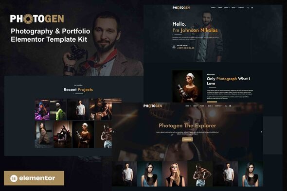 Photogen - Photography & Portfolio Elementor  Pro Template Kit