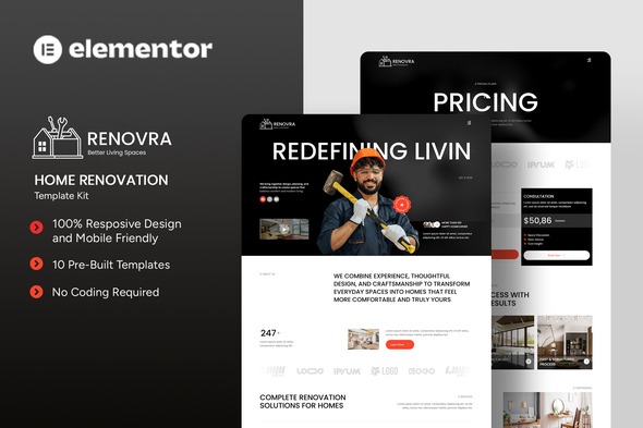 Renovra - Home Renovation Elementor Template Kit
